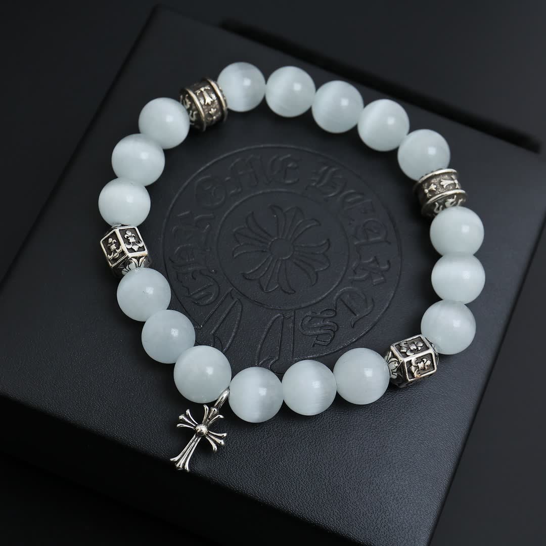 Chrome Hearts Beaded Bracelet with Cross Design
